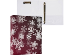 Conjunto de 2 Pastas Três Argolas com Capa Bolso, 200 Folhas, Vermelhas, Natal, Neve, Natal 27 X 31,5 (3,8 Cm)