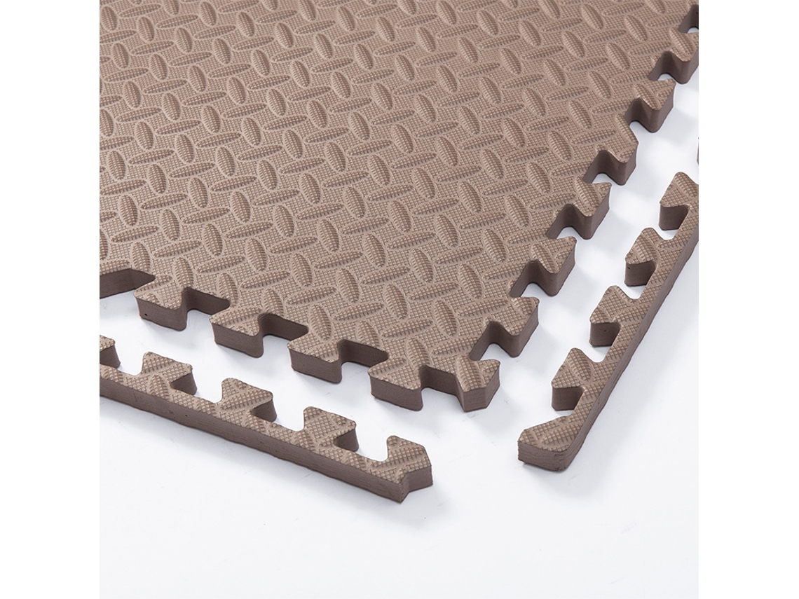 Tapete de salto Chrui - 8 peças de espuma EVA de 30x30cm, 10mm de espessura - Marrom escuro