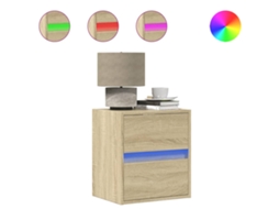 Conjunto de 2 mesas de cabeceira de parede com luzes LED Carvalho Sonoma MAISON EXCLUSIVE