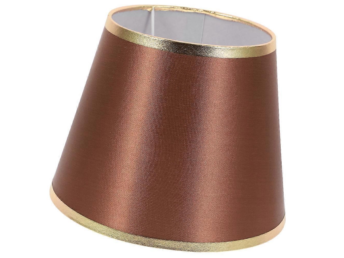 Cúpula De Reposição Para Abajur Mesa, Estilo Moderno, Em Tecido, Cor Café Com Detalhes Dourado, 19x19x17cm, Difusora Luz (1 Con-aquaforge