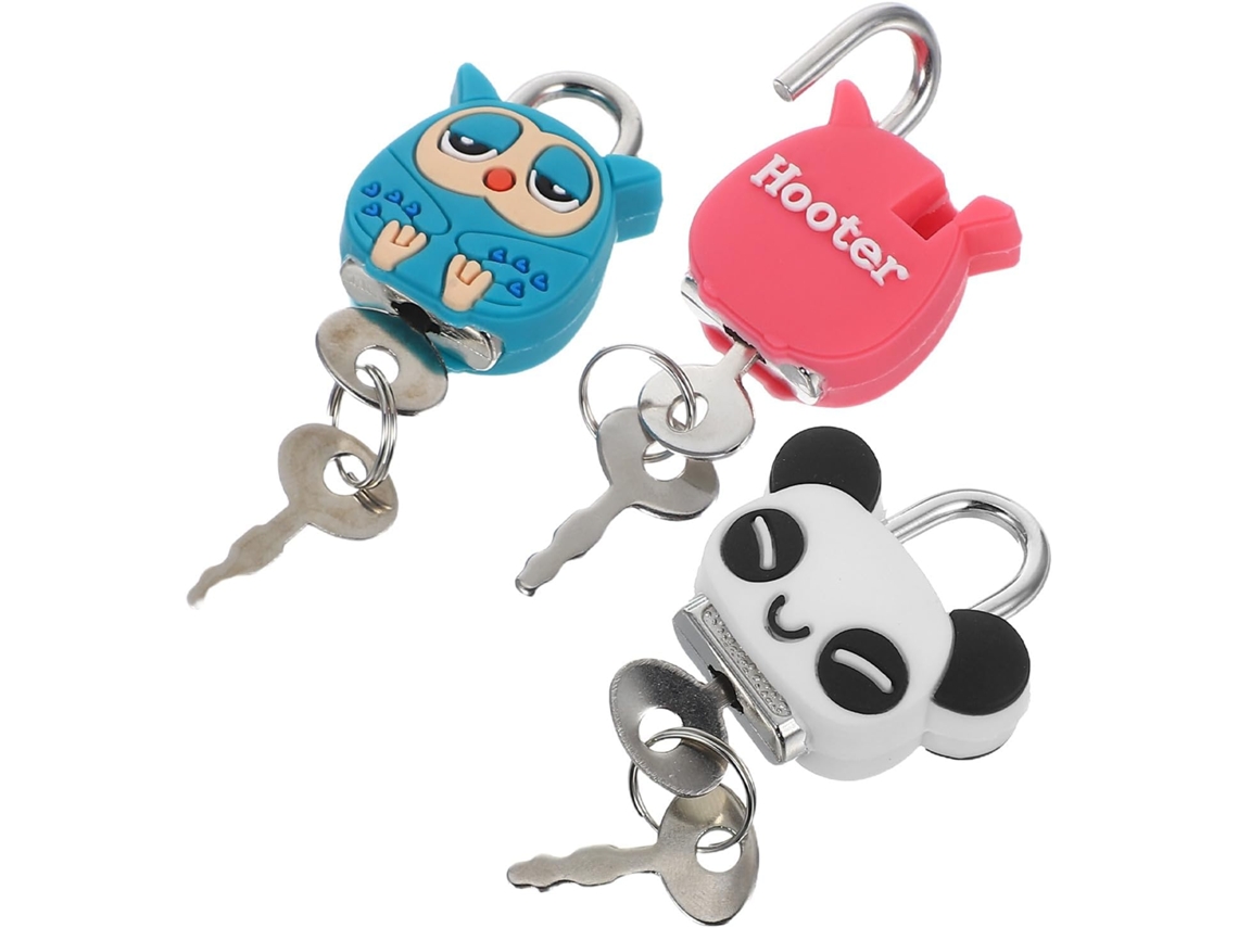 Mini cadeados GOKOCO metálicos com chave (panda, coruja)