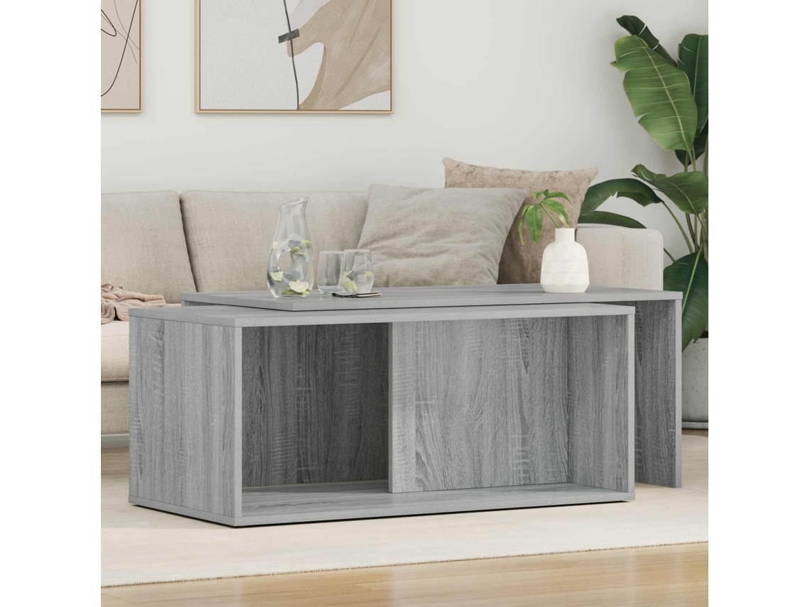 Vidaxl Conjunto De Mesas De Café 2 Unid. Cinza Sonoma 90 X 48 X 40 Cm