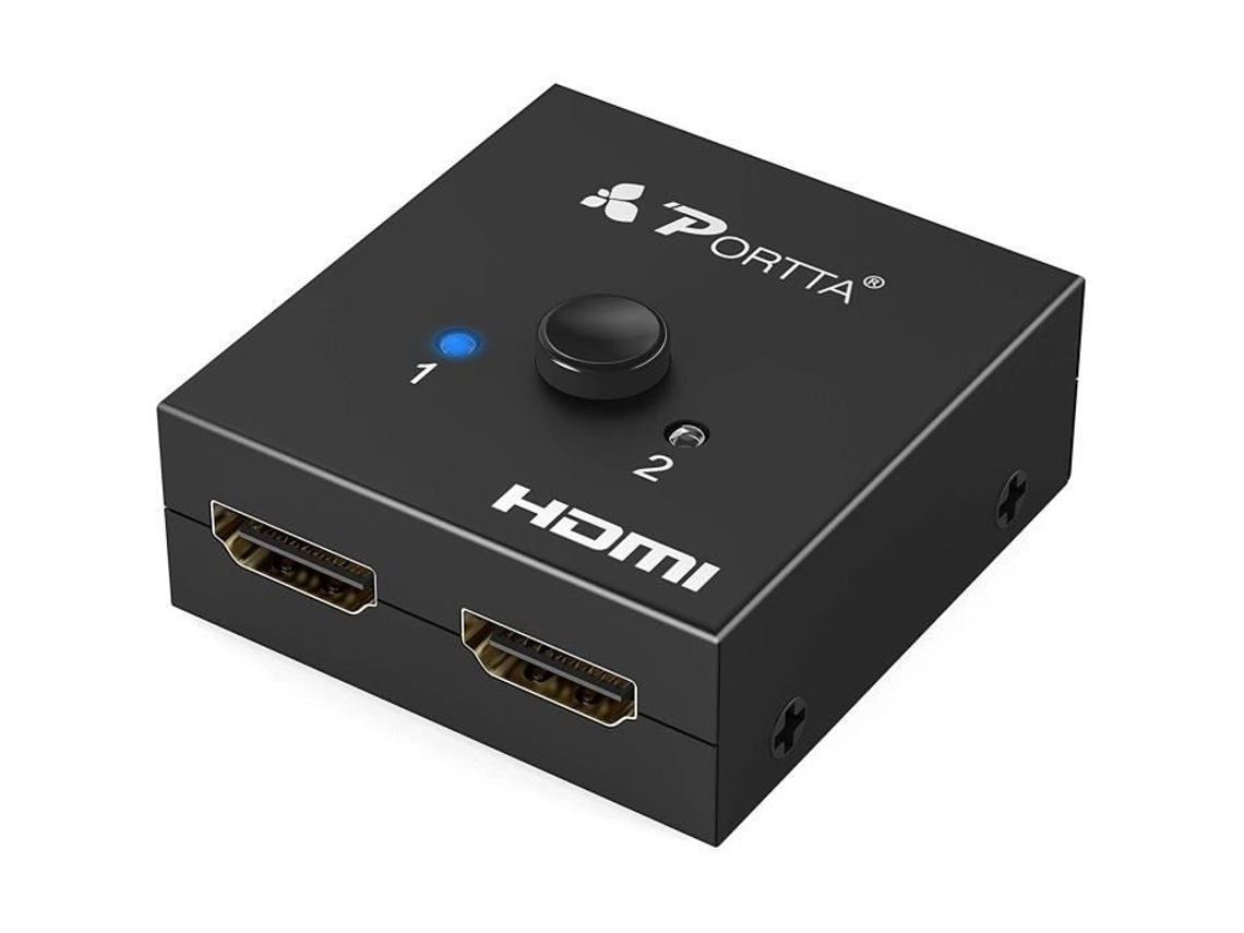 Divisor de Interruptor Hdmi 4K 2 Portas Hdmi Divisor Bidirecional Switch 1 em 2 Saídas 2 Entradas 1 Saída Hdcp 2.2 Ultra Hd 4 85