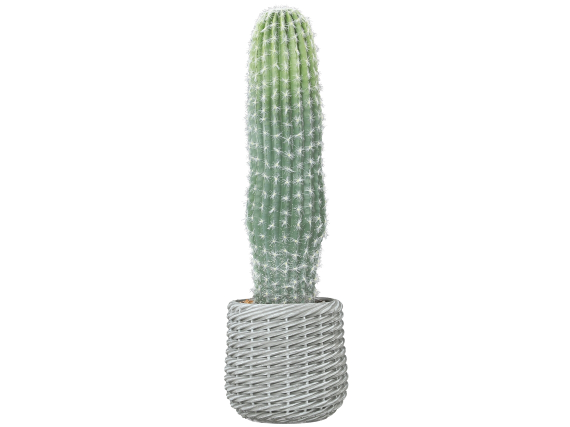 Cacto Artificial 66cm Com Vaso Decorativo Interior Verde