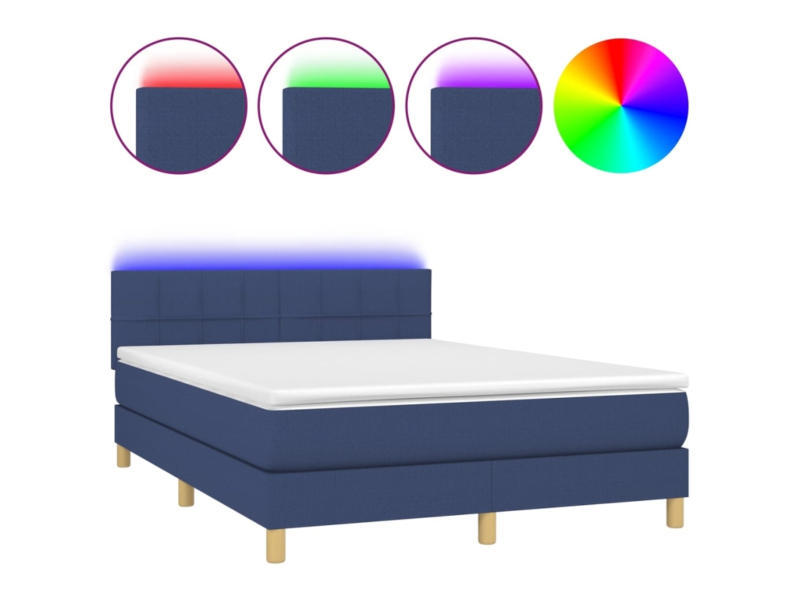 Box Spring Bed, Box Spring Beds Vidaxl Azul Tecido (140 X 190 Cm)