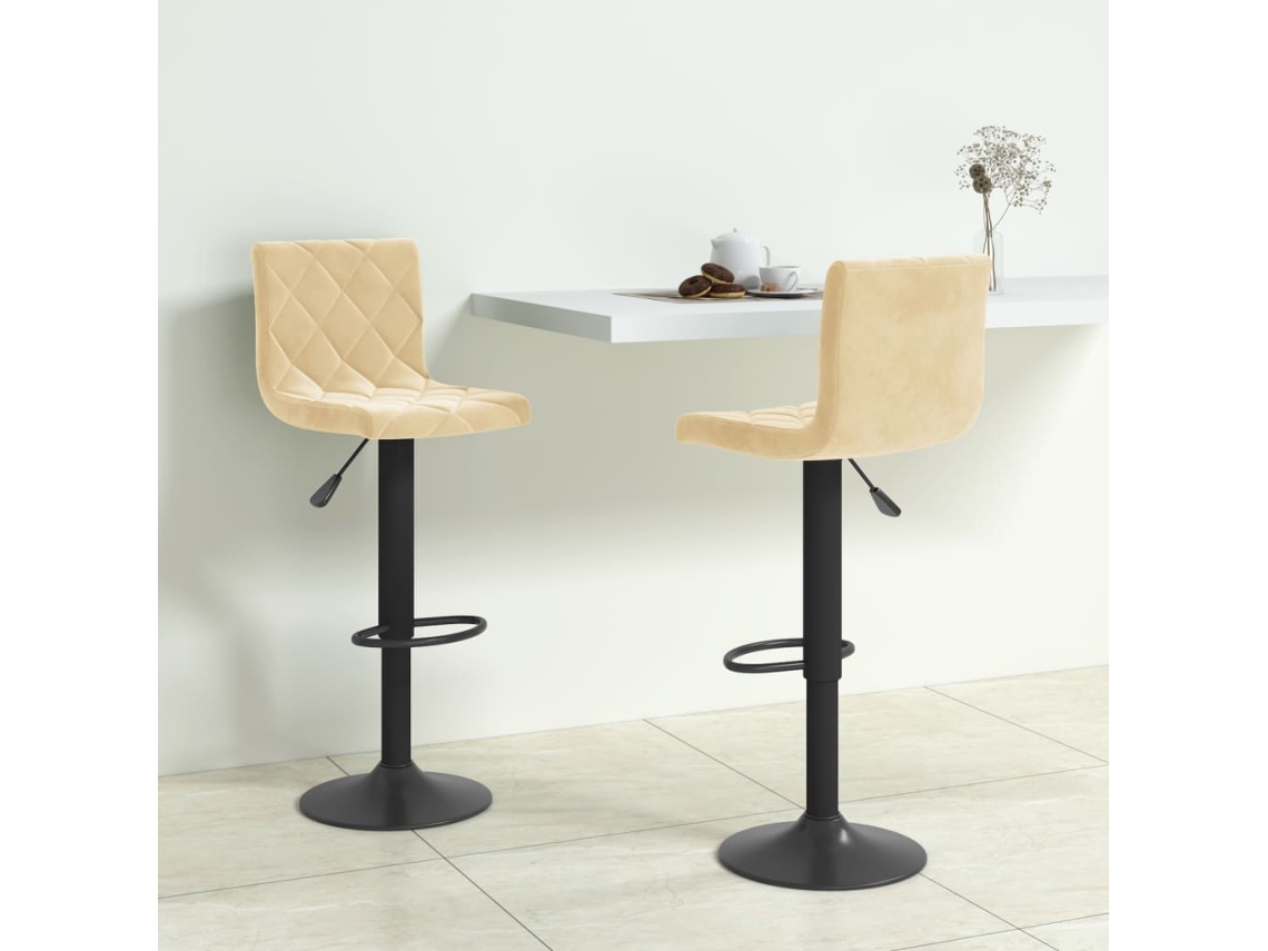 Vidaxl Bancos De Bar 2 Pcs Veludo Creme