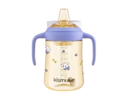 Mamadeira Flip-top com Tampa Integrada e Copo para Beber Direto para Bebês Acima de 6 Meses com Strawazul Com Desenho De Bico De Pato, 300ml
