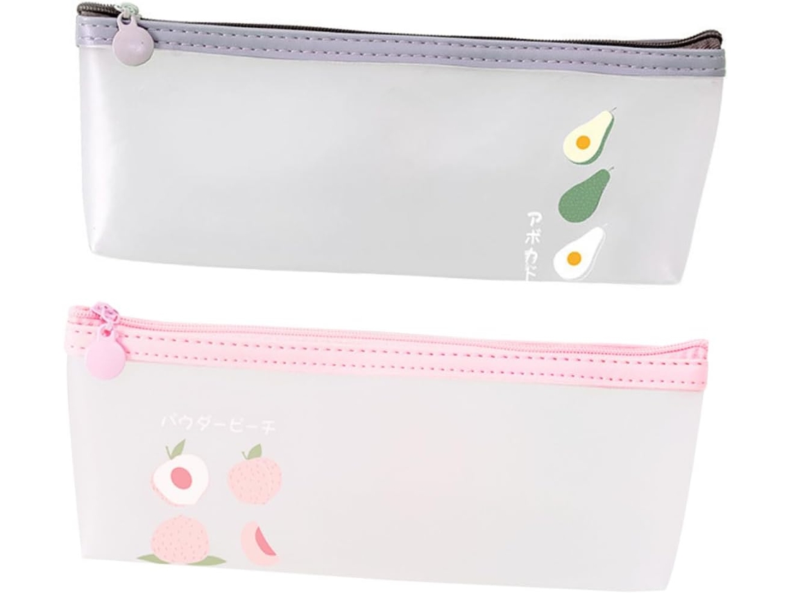 Estojos Para Lápis Com Tema De Frutas, Bolsa Para Material Escolar Com Zíper, Pêssego E Abacate.