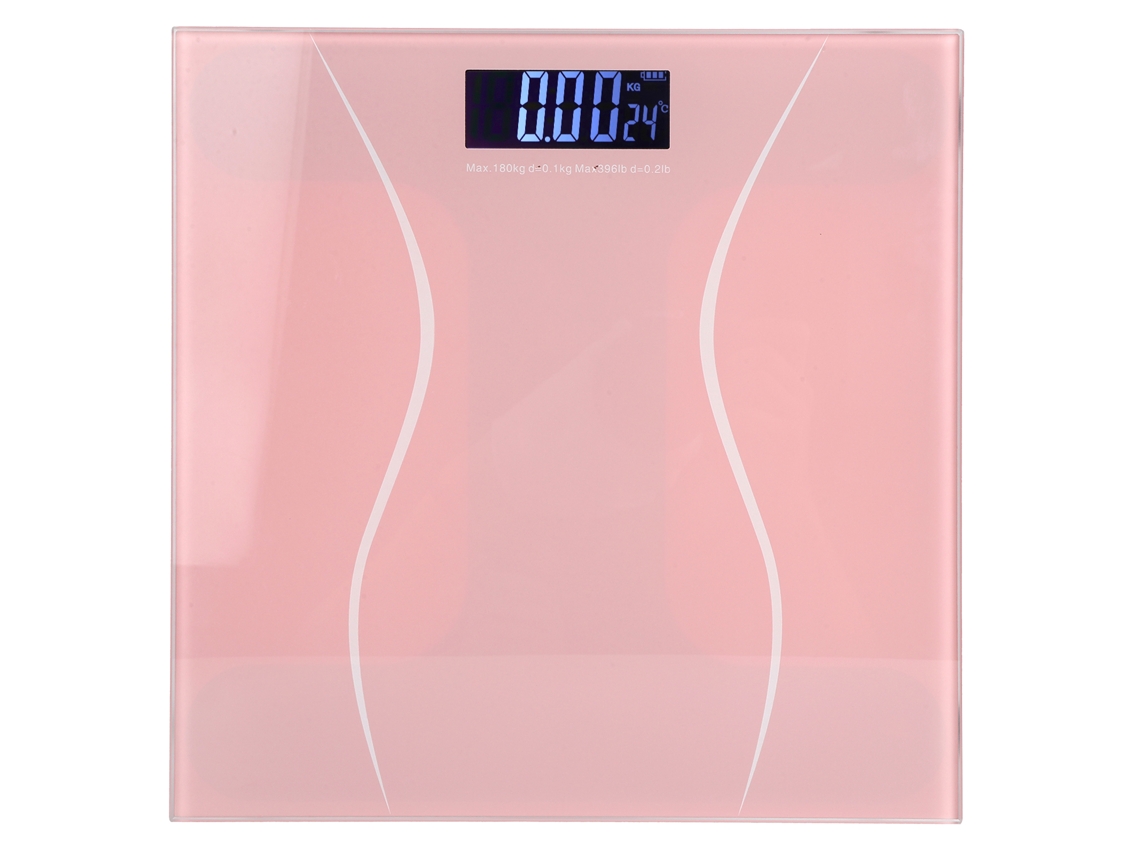 Balança Digital de Peso Corporal com LCD Retroiluminado Rosa | S/MARCA