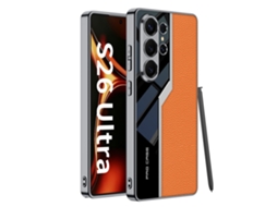 Capa Hexinyigjly Para Samsung S26 Ultra, Estrutura Tpu E Pele Pu, Fina, Antichoque Laranja