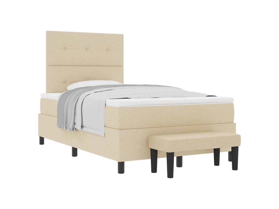 Cama Box com Colchão com Cabeceira Creme Tecido MAISON EXCLUSIVE (120x190 cm)