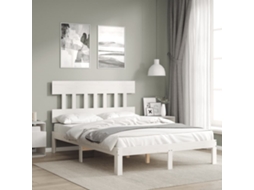 Vidaxl Cama Sem Colchão 140x190 Cm Madeira de Pinho Maciça Branco