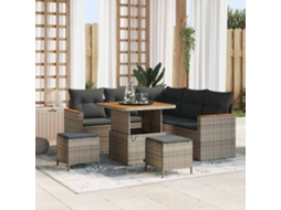 Vidaxl Conjunto De Sofá De Jardim 8 Pcs Cinzeto Rattan Sintético