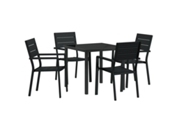 Conjunto 5 De Jantar Vidaxl Preto Hdpe