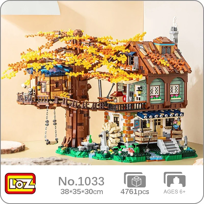 (4761 Peças) Blocos De Construção Modulares Para Casa Na Árvore, Cabana, Roda D'água, Balanço E Rio.