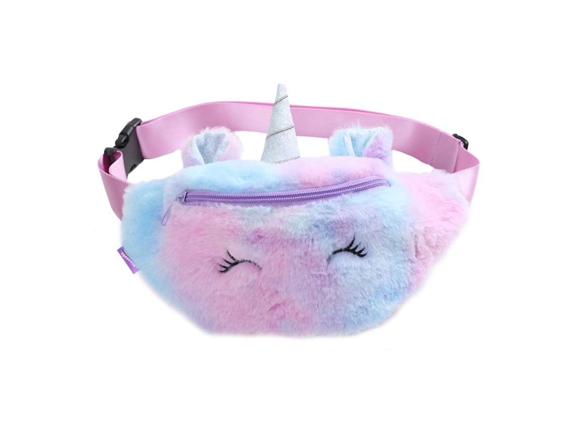 Bolsa de Cinto Fofa Pelúcia Desenho Animado Gradiente Bolsa de Peito Ajustável