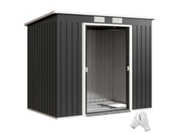 Galpão de Jardim de 2,4 M² com Porta de Correr, Base Inclinada, Janelas 213x130x172 Cm Cinzento