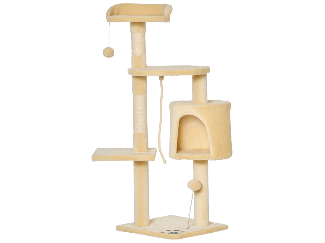 Arbre À Chats Multi equipamentos Griffoirs Grattoirs Plataformas Nicho Corde Jouets 40l X 40l X 114h Cm Bege ESSÊNCIACASA