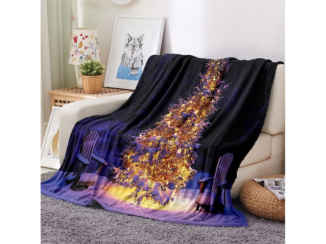 Manta de Flanela Fansu com Estampa 3d Quente e Macia Microfibra para o Inverno Ideal Cama Ou Sofá Adequada Adu