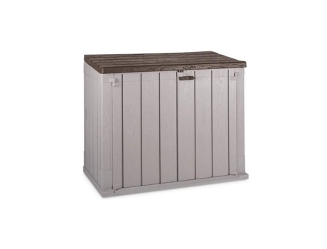Caixa de Armazenamento TOOMAX 842L Taupe Cinza Polipropileno Reciclado 129x75x111 cm 2 Portas Tampa Superior