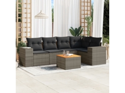 6 Pcs Conjunto Sofás De Jardim Com Almofadões Vime Cinza Dkd Home Decor