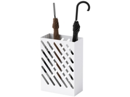 Suporte para Guarda chuvas de Aço Galvanizado Estreito com Bandeja de Gotejamento Removível 4 Ganchos 28x14x41 Cm Branco