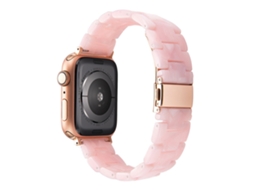 Pulseira De Resina 20mm Rosa Pérola Iridescente, Cerâmica Transparente, Compatível Com Apple Watch 10-ultra Se, Samsung