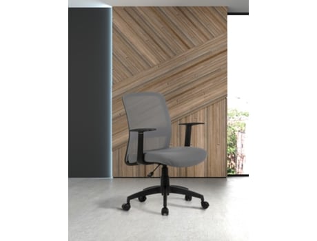 Cadeira de Estudo HISPANOHOGAR Devon Tecido e Rede Cinzento com Rodas 87-94X61X59 Cm