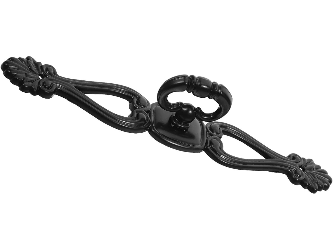 Ganazono Conjunto De 2-puxadores Em Liga Zinco Com Pegada Confortável E Design Floral Entalhado, Acabamento Preto Fosco