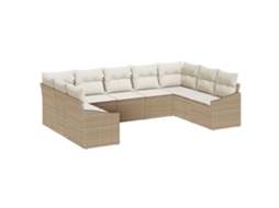 Conjunto 9 Sofá Modular Exterior Vidaxl Bege Vime Pe (289 X 178,5 X 85 Cm)