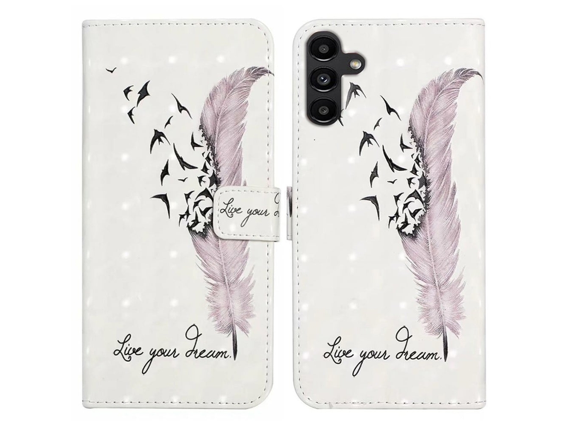 Capa Para Samsung Galaxy S24 Fe Em Couro Com Estampa 3d E Porta-cartão, Pena
