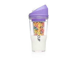 Taza Portátil De Cereal Plástico Para Desayuno En Viaje Con Contenedor De Leche Separado Sin Necesidad De Cuchara O Taza Blanca Violeta