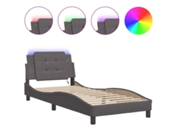 Bed Frame, Bed Frames Vidaxl Cinzeto Couro Artificial (100 X 200 Cm)