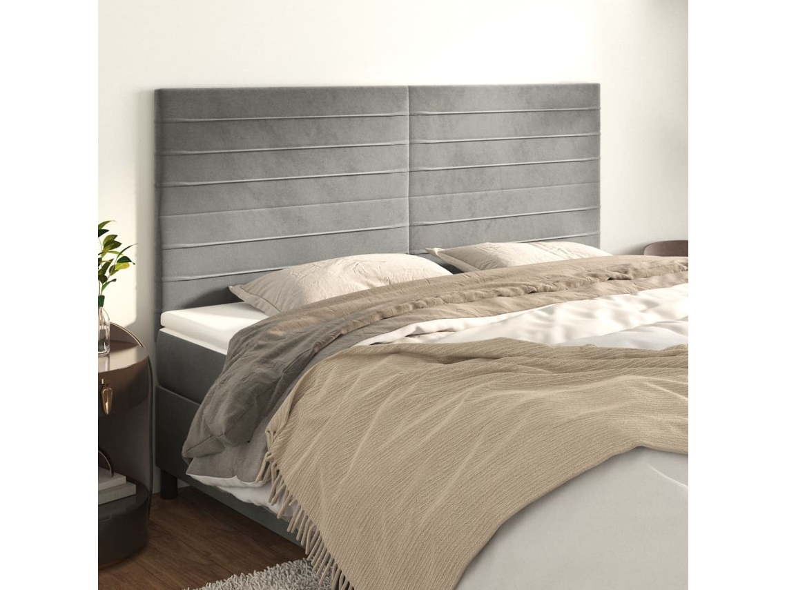Vidaxl Cabeceira Cinza Claro 180x5x118/128 Cm Veludo