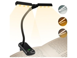 Luz De Leitura Com 14 Leds, Recarregável Via Usb, Pescoço Flexível 360°, 3 Cores E Dimming Contínuo, Até 80h