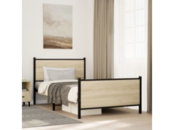 Vidaxl Estrutura De Cama Sem Colchão 100x200 Cm Metal Carvalho Sonoma