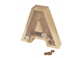 Caja De Ahorros De Letra De Madera Wfv Para Guardar Monedas 19x21x3.6cm 280g A
