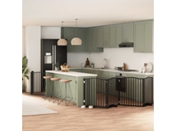 Vidaxl Portão P/ Cães Com Porta Dobrável 8 Painéis 640 Cm Álamo Preto