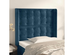 Vidaxl Cabeceira Cama C/ Abas Veludo 83x16x118/128 Cm Azul-escuro