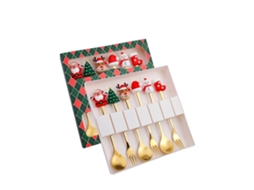 Conjunto De Garfo E Colher De Natal Em Aço Inoxidável - Utensílios De Natal Com Adorável Design Presente Perfeito Para O Festival (g)