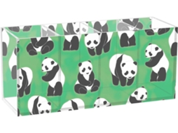 Porta lápis para Professor em Acrílico Transparente Frodotgv Design de Panda Verde 20 X 6,3 9 Cm Resistente