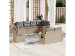 Pcs Conjunto De Sofás P/ Jardim Com Almofadões Vime Pe Bege Dkd Home Decor
