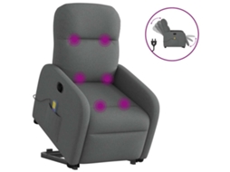 Vidaxl Poltrona Elétrica Elevatória Massagens Tecido Cinzento-escuro
