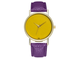 Reloj De Cuarzo De Pulsera Con Correa De Cuero Moda Para Mujer Y Hombre (morado)