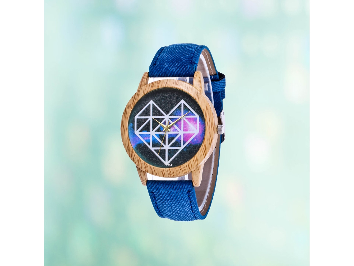 Relógio de pulso unissex em liga metálica com mecanismo de quartzo, estilo moderno e casual, azul.