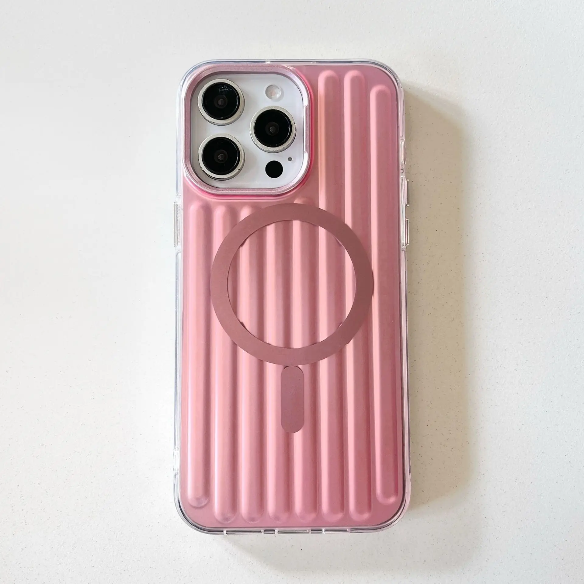 (rosa, Iphone 16) Capa Para Celular Com Estampa Ondulada 3d, Compatível Com Magsafe E Proteção Antichoque Magnética.