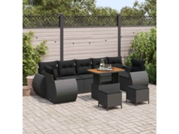 Vidaxl Conjunto De Sofá De Jardim 10 Unid. Preto Vime Pe