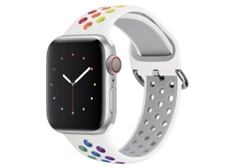 Pulseira de Silicone Halinuia para Apple Watch Series 10/11 , Design Esportivo Respirável. Branco Arco íris (42 49 Mm)