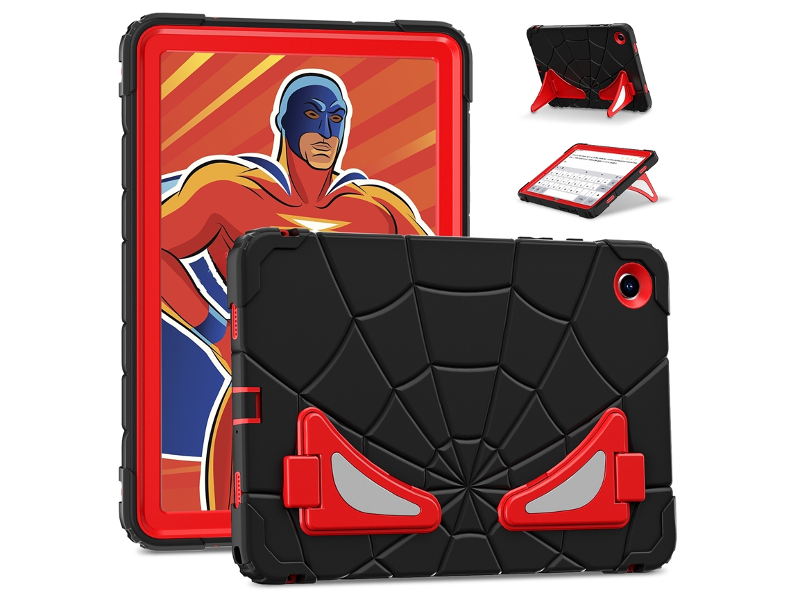 Suporte De Silicone À Prova De Choque Infantil Para Samsung Galaxy Tab A9 Plus 11 Polegadas Preto/vermelho Sfushos