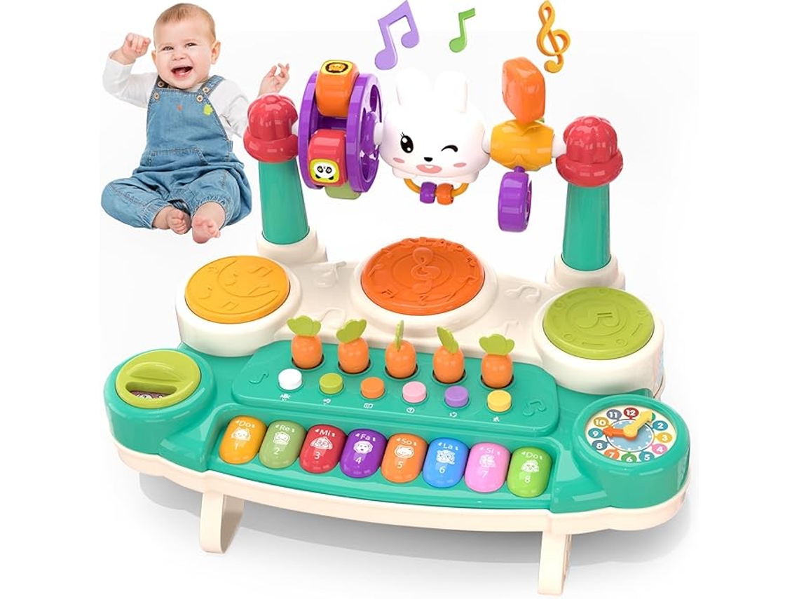 Brinquedo Musical Para Bebé, Teclado De Piano Interativo E Bateria, Adequado Para Crianças Dos 3 Aos 5 Anos Verde Panoona
